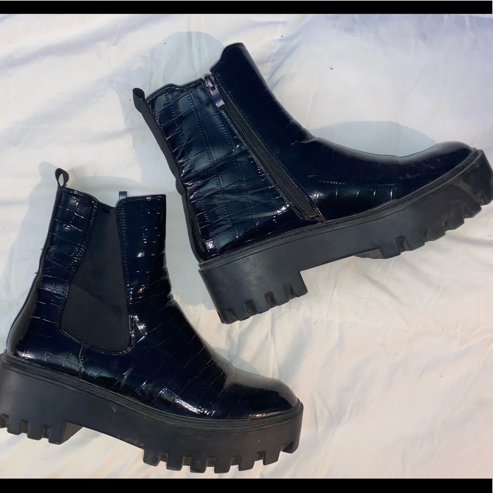 Black platform boots